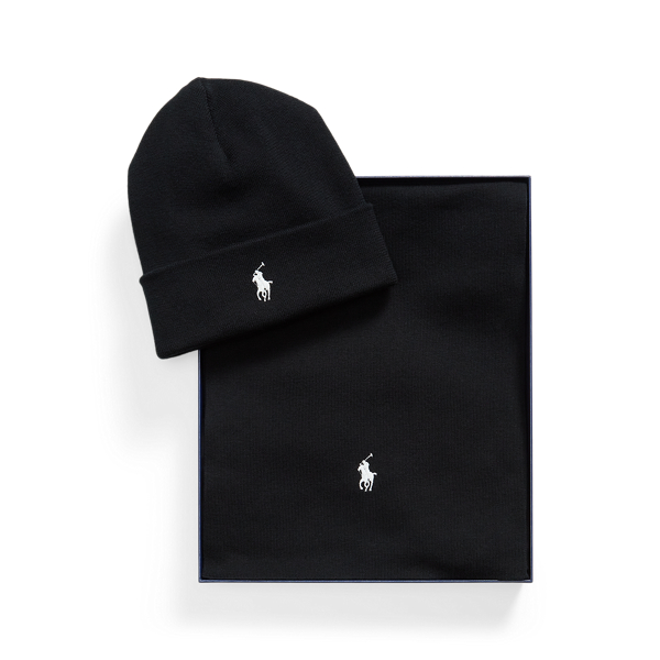 Rib-Knit Cotton Beanie & Scarf Gift Set