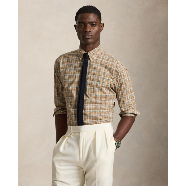 Camisa de popelina em xadrez Custom fit