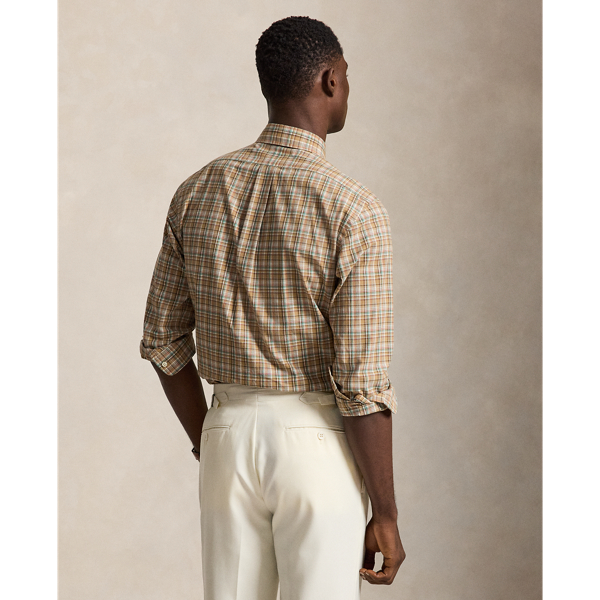 Camisa de popelina em xadrez Custom fit