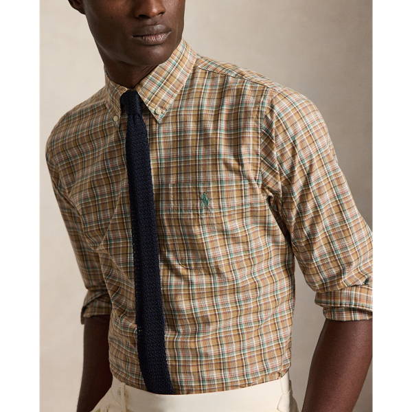 Camisa de popelina em xadrez Custom fit