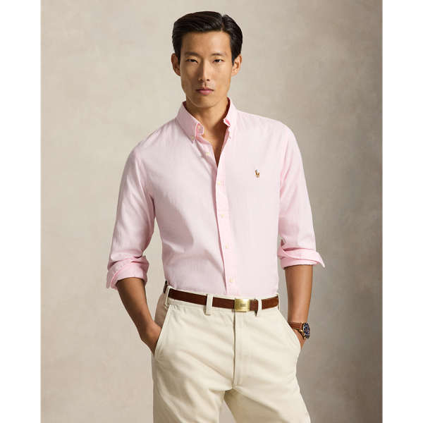 Custom fit gestreept Oxford overhemd