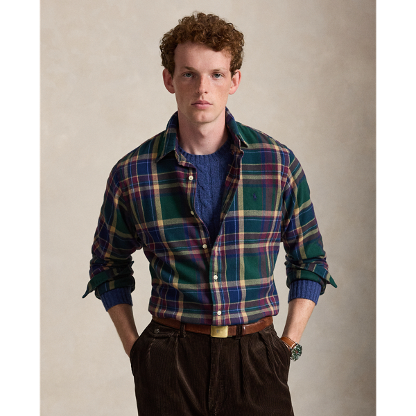 Forest Burgundy Multi Custom Fit Plaid Flannel Shirt Polo Ralph Lauren 1