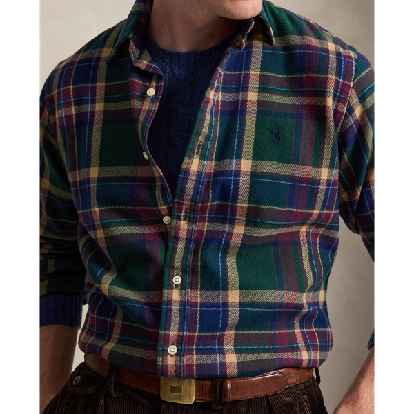 Forest Burgundy Multi Custom Fit Plaid Flannel Shirt Polo Ralph Lauren 5