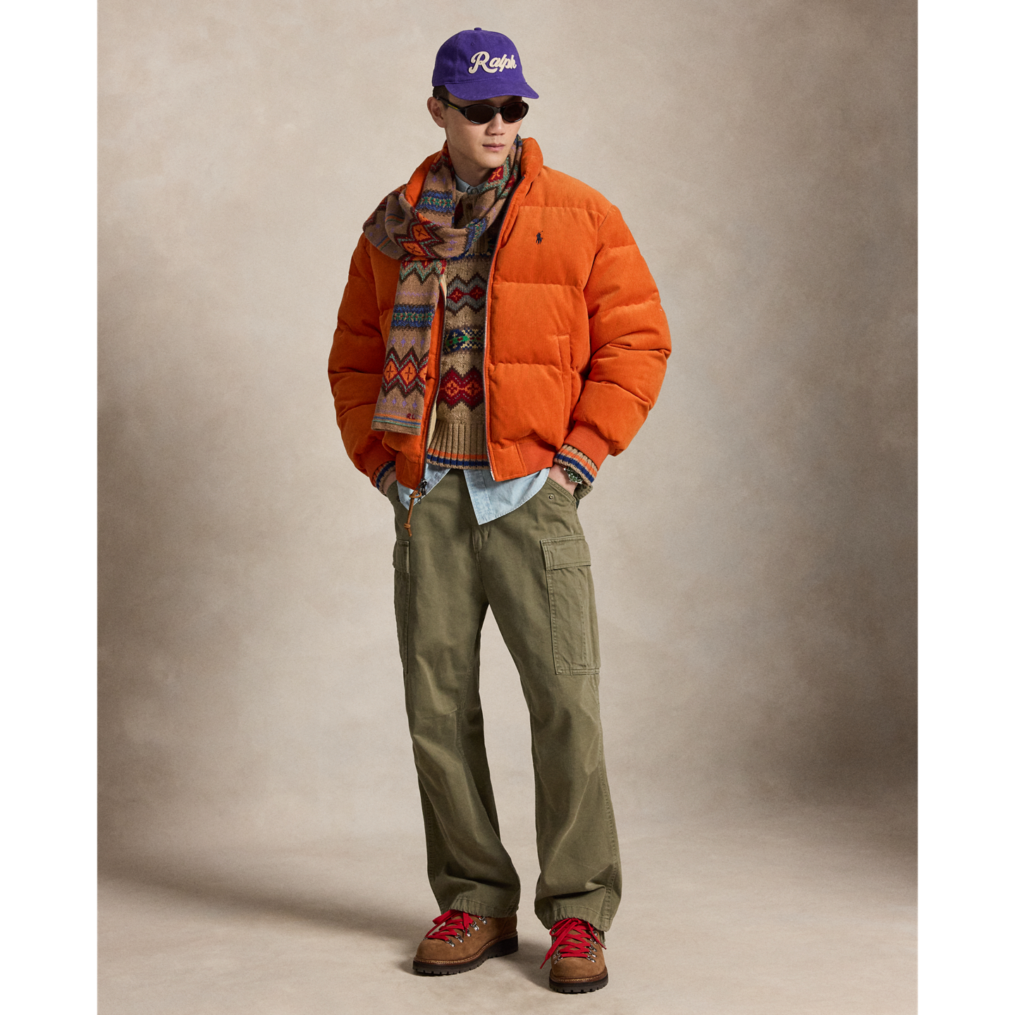 Мужская куртка Ralph Lauren The Wyoming Corduroy Down, цвет: Оранжевый — фото 1