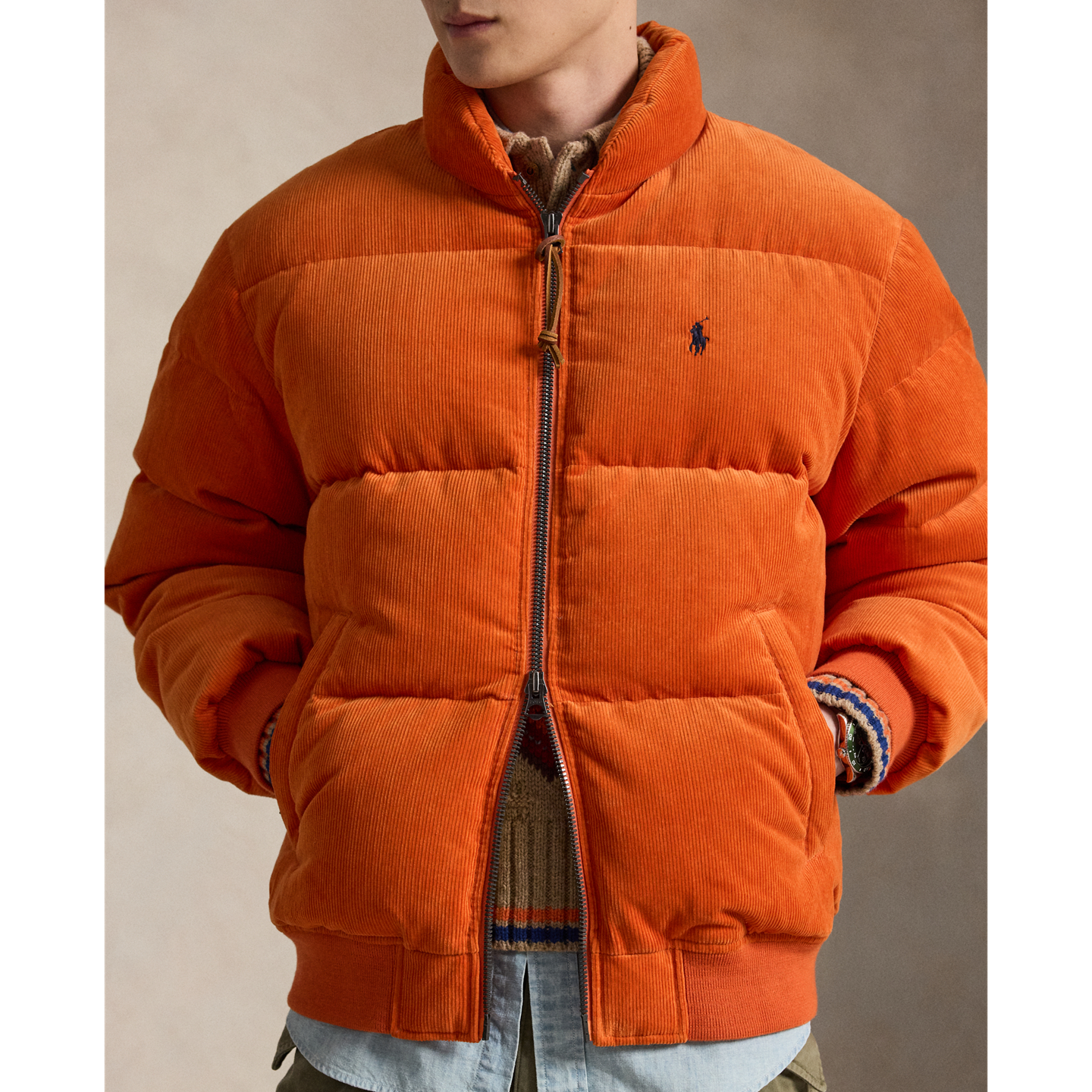 Мужская куртка Ralph Lauren The Wyoming Corduroy Down, цвет: Оранжевый — фото 4