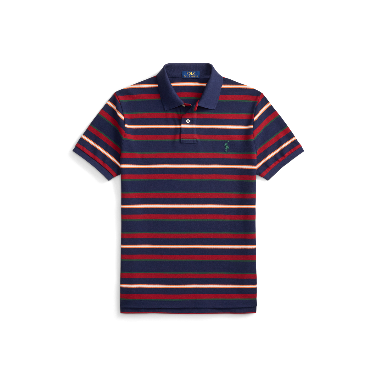 Мужское поло Ralph Lauren Classic Fit Striped Mesh Polo, цвет: Тёмно-синий разноцветный — фото 4