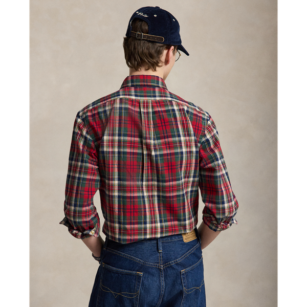 Red/Green Multi Custom Fit Plaid Brushed Oxford Shirt Polo Ralph Lauren 4