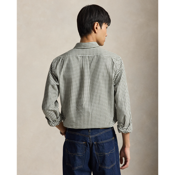 White Olive Shrub Custom Fit Gingham Oxford Shirt Polo Ralph Lauren 4