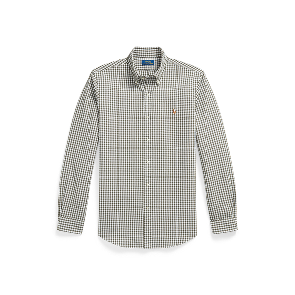 White Olive Shrub Custom Fit Gingham Oxford Shirt Polo Ralph Lauren 1
