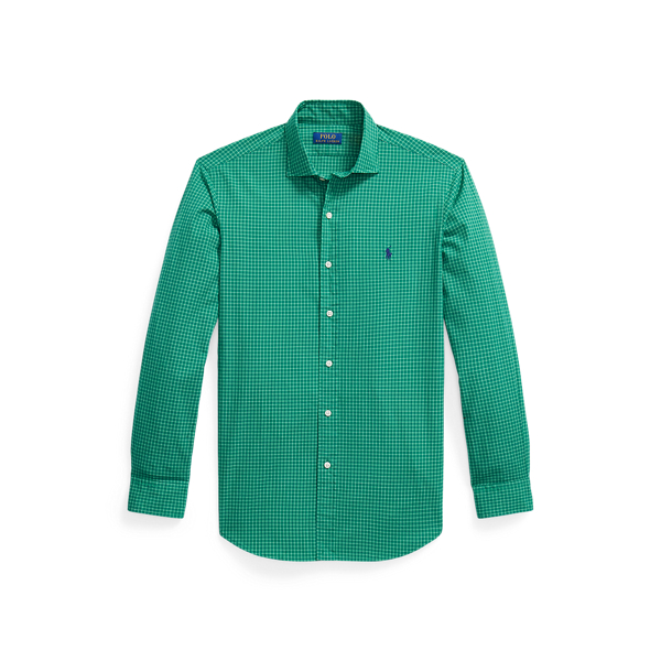 Custom fit geruit poplin overhemd Polo Ralph Lauren in Moss agate white 1
