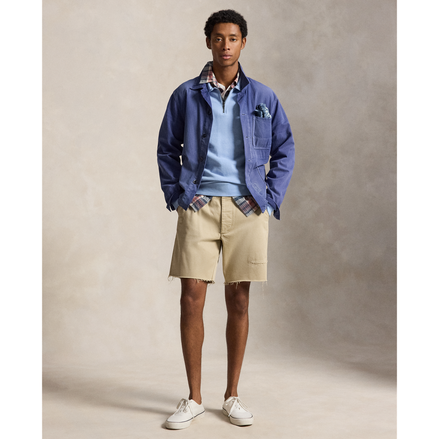 Мужская толстовка Polo Ralph Lauren Loopback Fleece Collared, цвет: Шамбре синий — фото 1