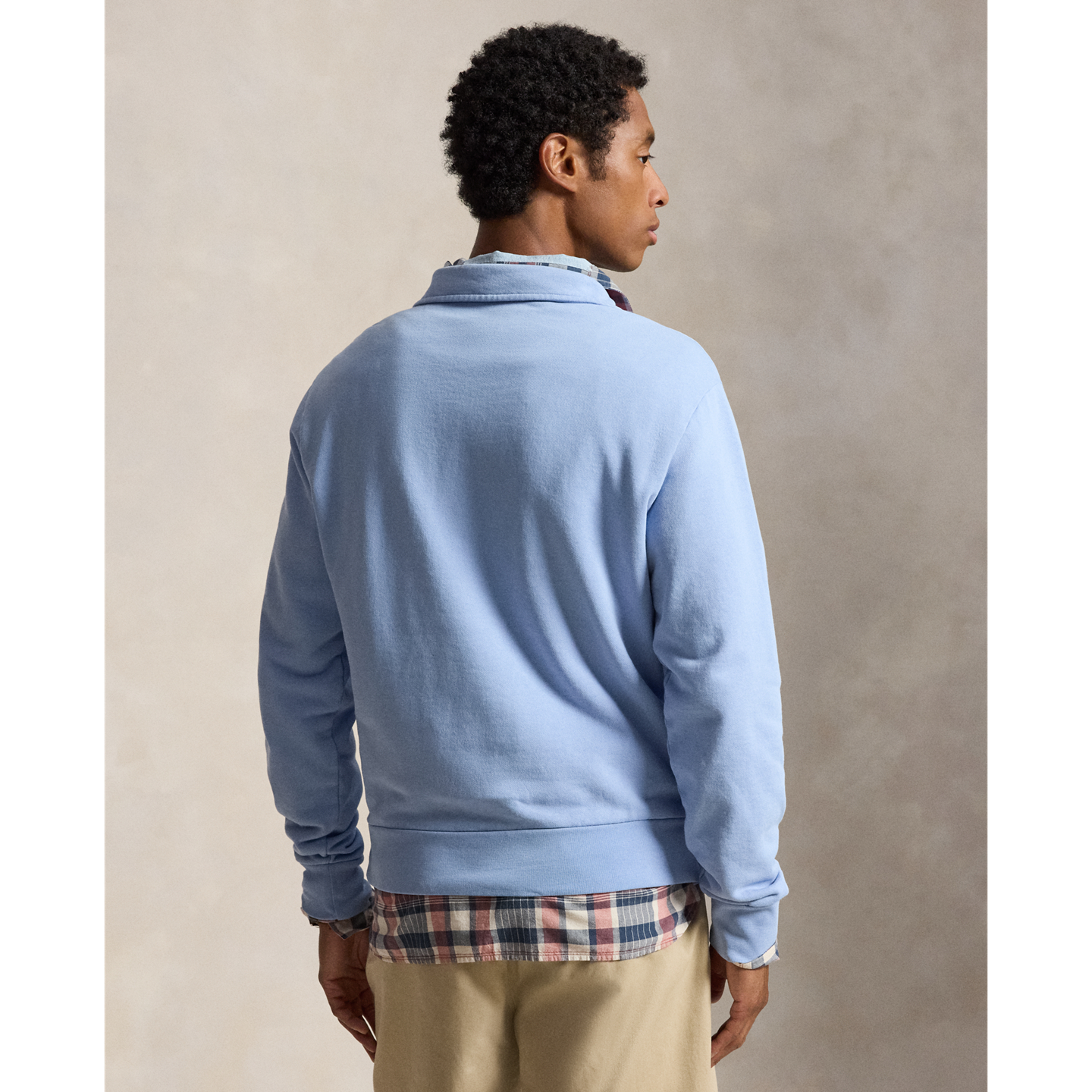 Мужская толстовка Polo Ralph Lauren Loopback Fleece Collared, цвет: Шамбре синий — фото 2