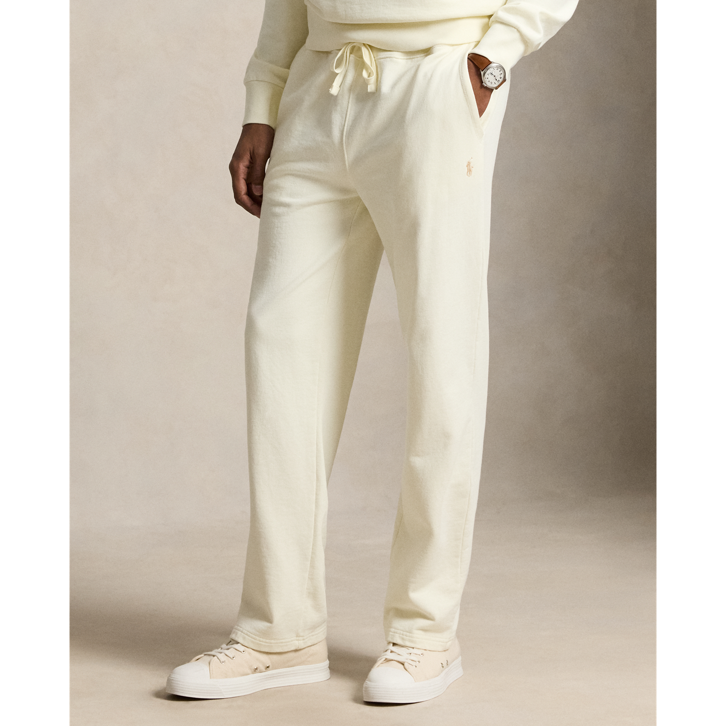 Мужские брюки Ralph Lauren Loopback Fleece Drawstring, цвет: Кремовый — фото 1