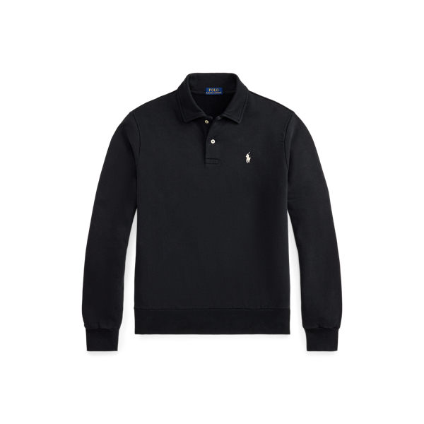 Polo Black Loopback Fleece Collared Sweatshirt Polo Ralph Lauren 1