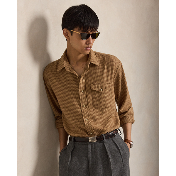 Classic Fit Houndstooth Twill Shirt