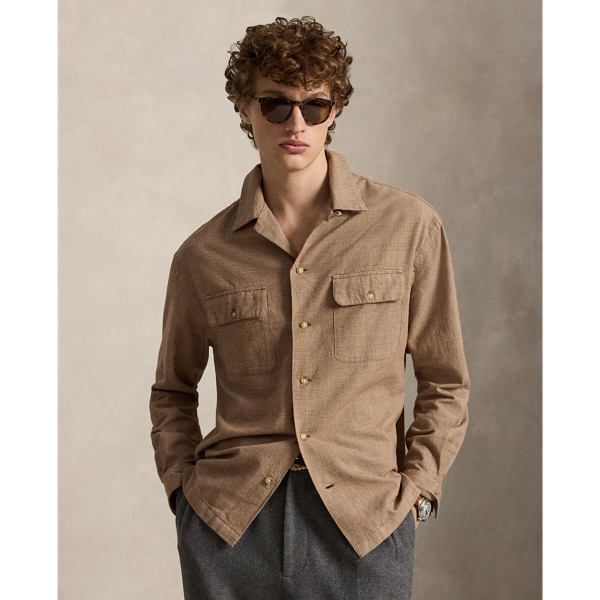 Classic Fit Plaid Twill Camp Shirt