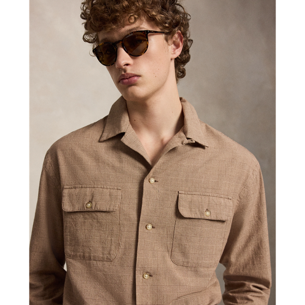 Classic Fit Plaid Twill Camp Shirt