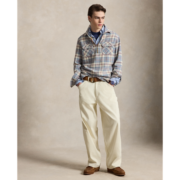 Geruit flanellen overshirt met rits