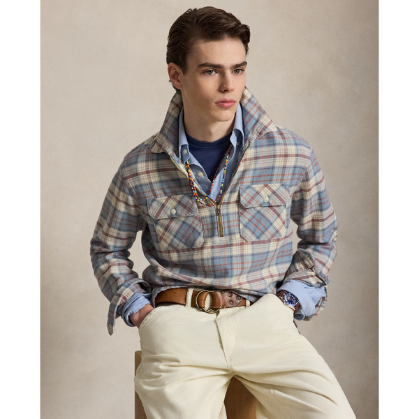 Geruit flanellen overshirt met rits