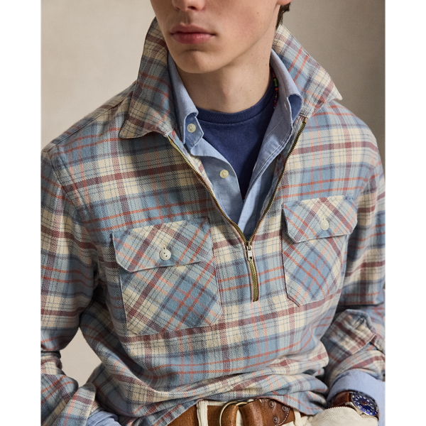 Geruit flanellen overshirt met rits