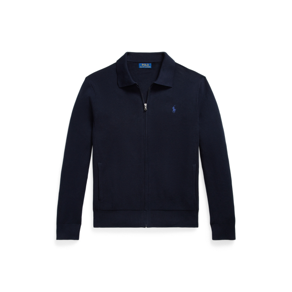Textured Cotton Full-Zip Jumper