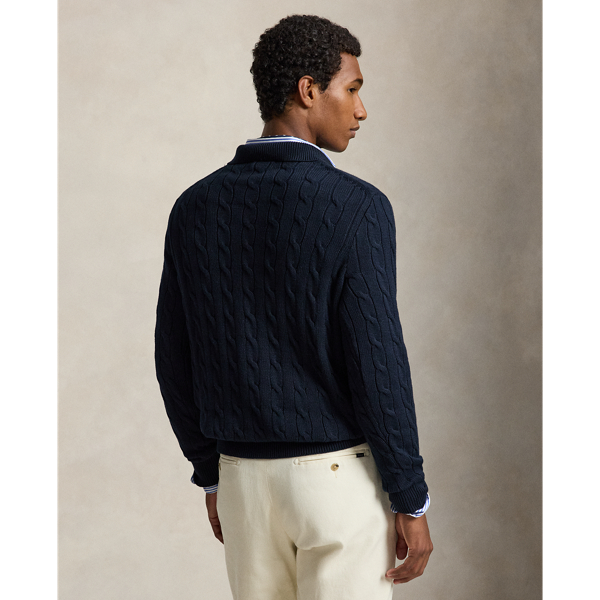 Cable-Knit Polo-Collar Cotton Jumper
