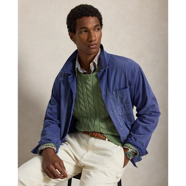 Cable-Knit Polo-Collar Cotton Jumper