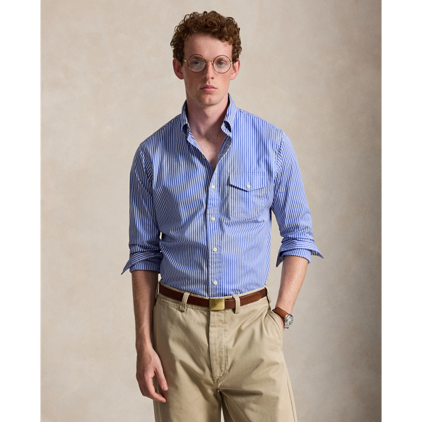 Classic Fit Striped Poplin Shirt
