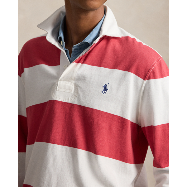 L'iconica maglia da rugby Polo Ralph Lauren in Rosso Nantucket/Panna tr 6