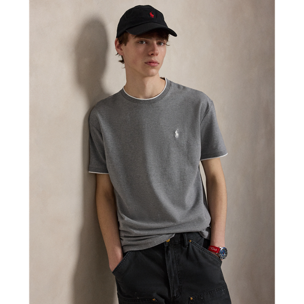 Classic fit mesh T-shirt met stretch Polo Ralph Lauren in Classic grey heather 1