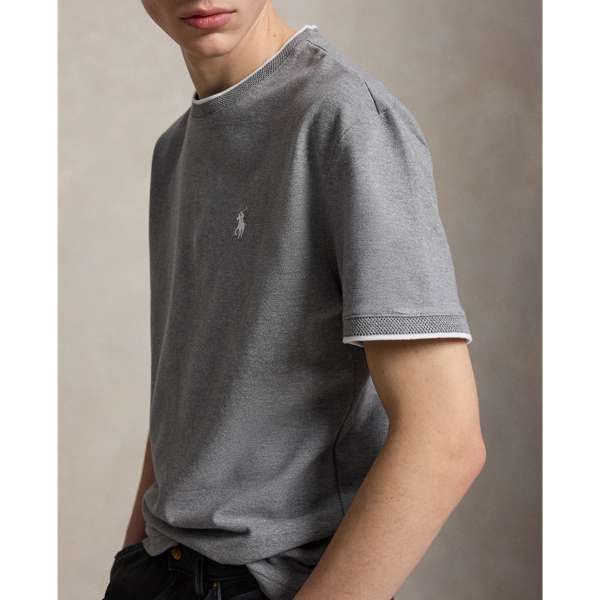 Classic fit mesh T-shirt met stretch Polo Ralph Lauren in Classic grey heather 5