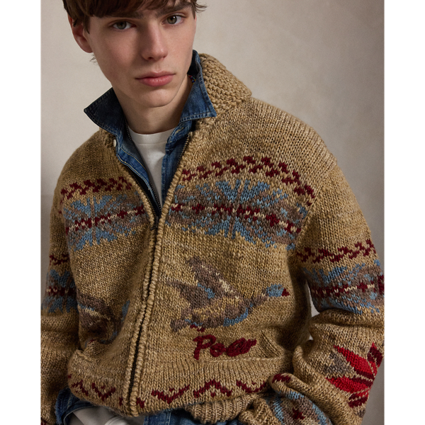 Duck-Patterned Wool Cardigan