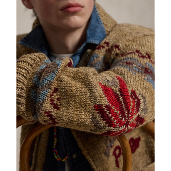 Duck-Patterned Wool Cardigan