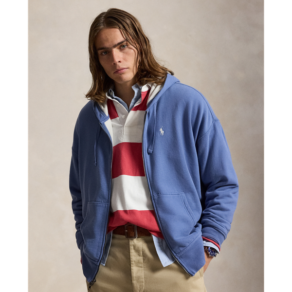 Carson Blue Relaxed Fit Loopback Fleece Hoodie Polo Ralph Lauren 1