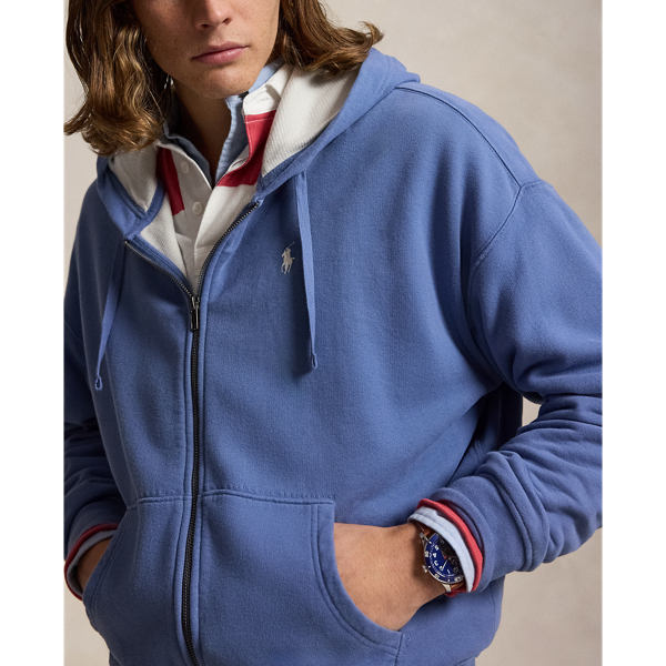 Carson Blue Relaxed Fit Loopback Fleece Hoodie Polo Ralph Lauren 6