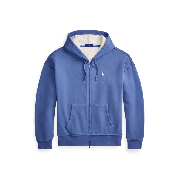 Carson Blue Relaxed Fit Loopback Fleece Hoodie Polo Ralph Lauren 2