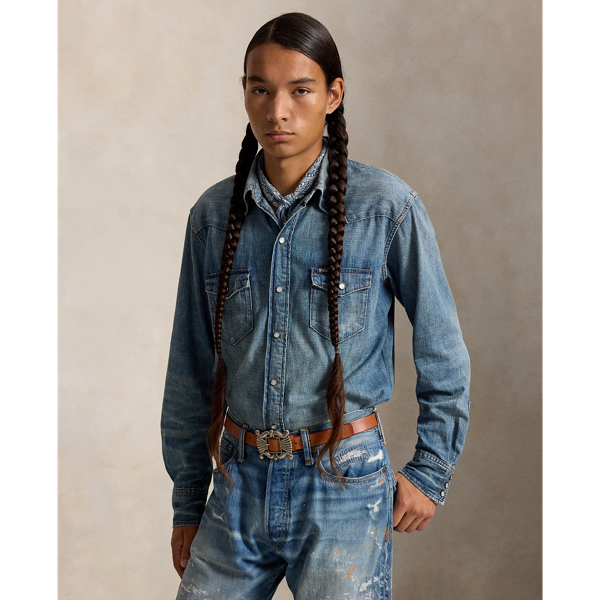Classic Fit Indigo Denim Western Shirt