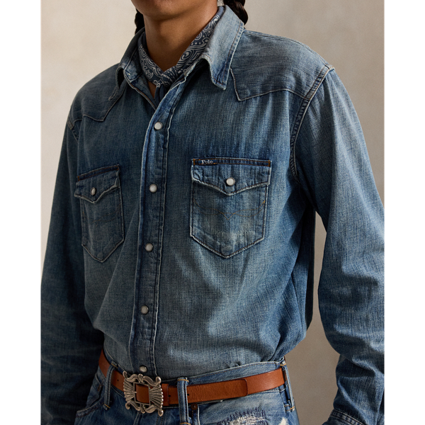 Classic Fit Indigo Denim Western Shirt