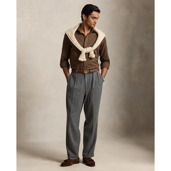 Chemise Classic Fit en serg&eacute; &agrave; chevrons Polo Ralph Lauren en Chevrons marron muscade 4