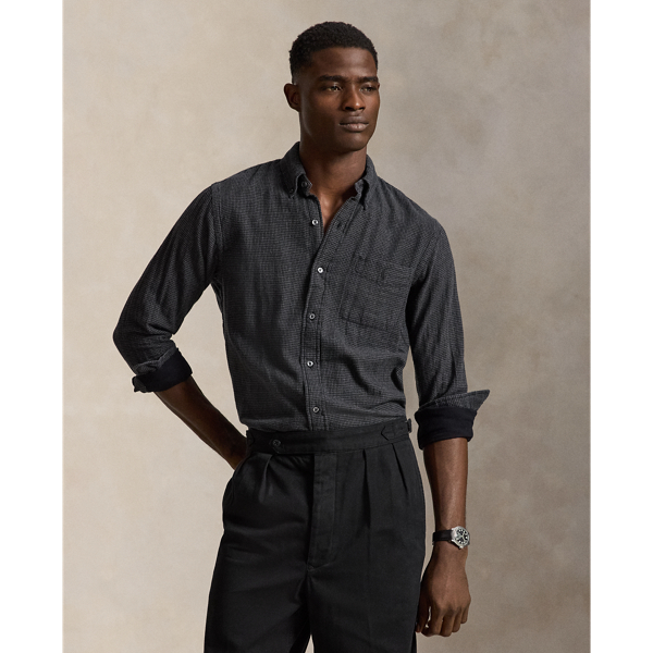 Charcoal Grey Heather Classic Fit Houndstooth Shirt Polo Ralph Lauren 1