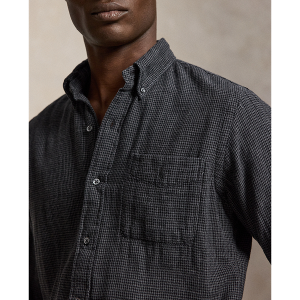 Charcoal Grey Heather Classic Fit Houndstooth Shirt Polo Ralph Lauren 6