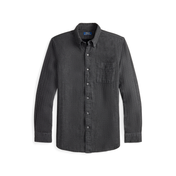 Charcoal Grey Heather Classic Fit Houndstooth Shirt Polo Ralph Lauren 2