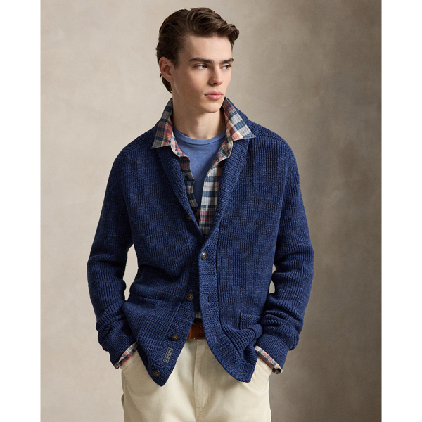 Textured Cotton Shawl Cardigan