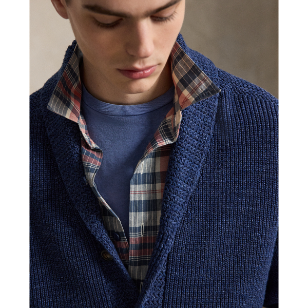 Textured Cotton Shawl Cardigan