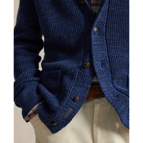 Textured Cotton Shawl Cardigan