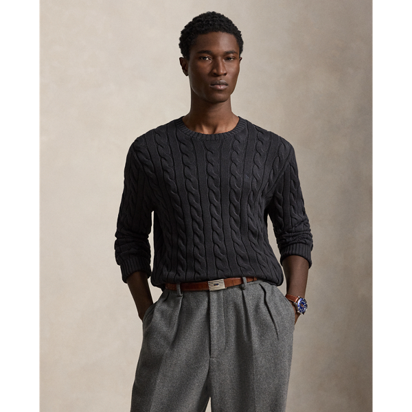 Garment-Dyed Cable-Knit Cotton Jumper