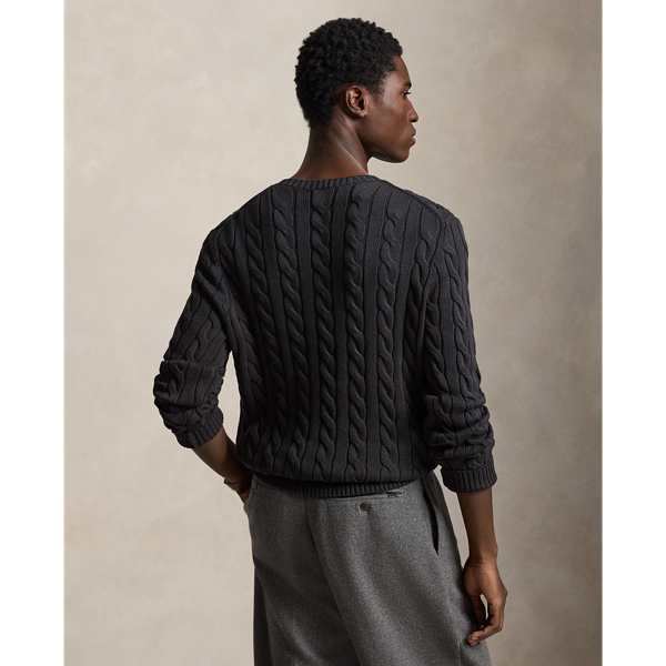 Garment-Dyed Cable-Knit Cotton Jumper