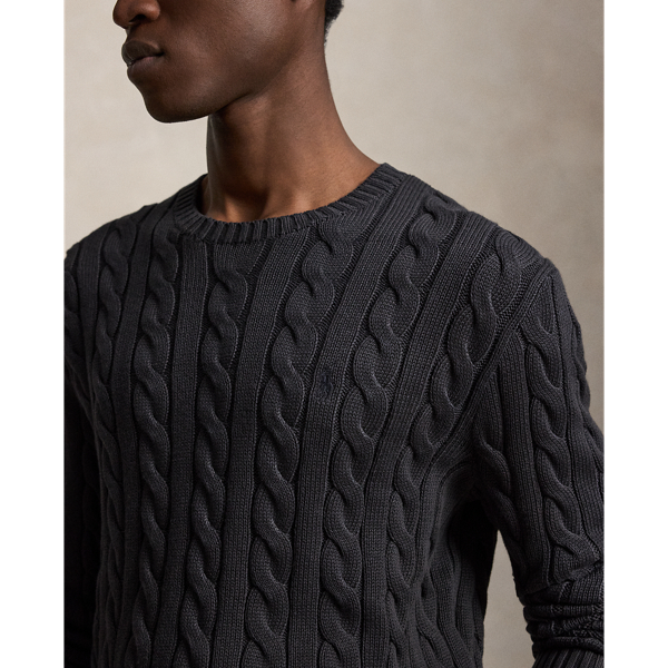 Garment-Dyed Cable-Knit Cotton Jumper