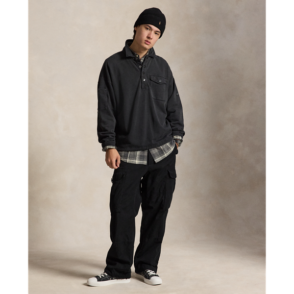 Relaxed Fit Loopback Fleece Polo Shirt