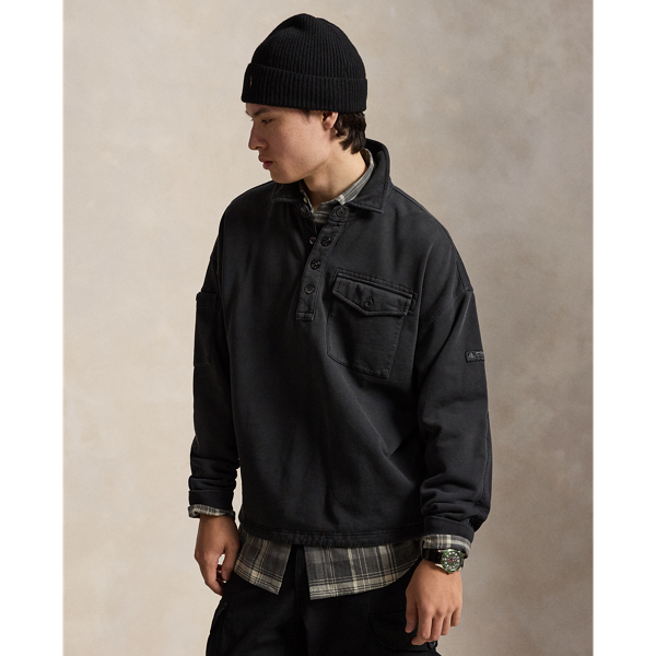 Relaxed Fit Loopback Fleece Polo Shirt